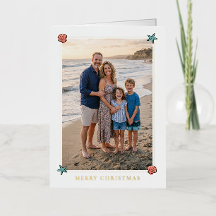 Beach Shells and Driftwood Tree Christmas Foil Holiday Card