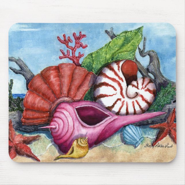 Beach Shells Painting - Customised Mouse Mat (Front)