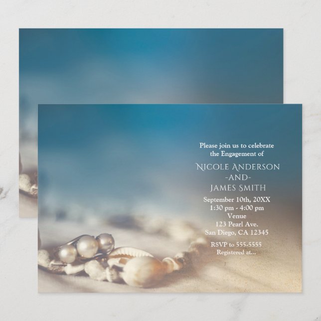 Beach Shells & Pearl Jewellery Elegant Bridal Show Invitation (Front/Back)