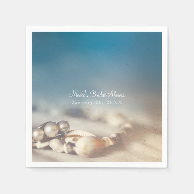 Beach Shells & Pearl Jewellery Elegant Bridal Show Napkin (Front)