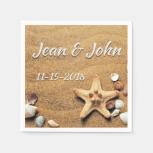 Beach Shells Personalised Wedding Napkin