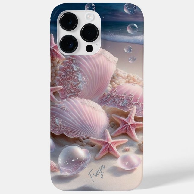 Beach Shells Trendy Modern Girly Personalised Name Case-Mate iPhone Case (Back)