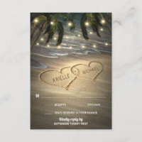 Beach Shore Hearts in the Sand Wedding RSVP Cards