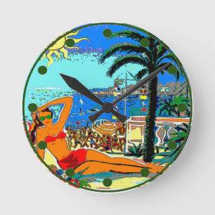 Beach, Shore Round Clock