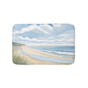 Beach Shore Walk Coastal Ocean Watercolor Bath Mat