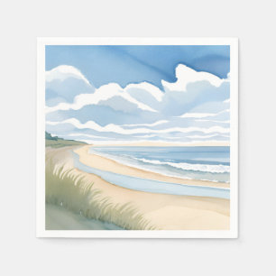 Beach Shore Walk   Coastal Ocean Watercolor Napkin
