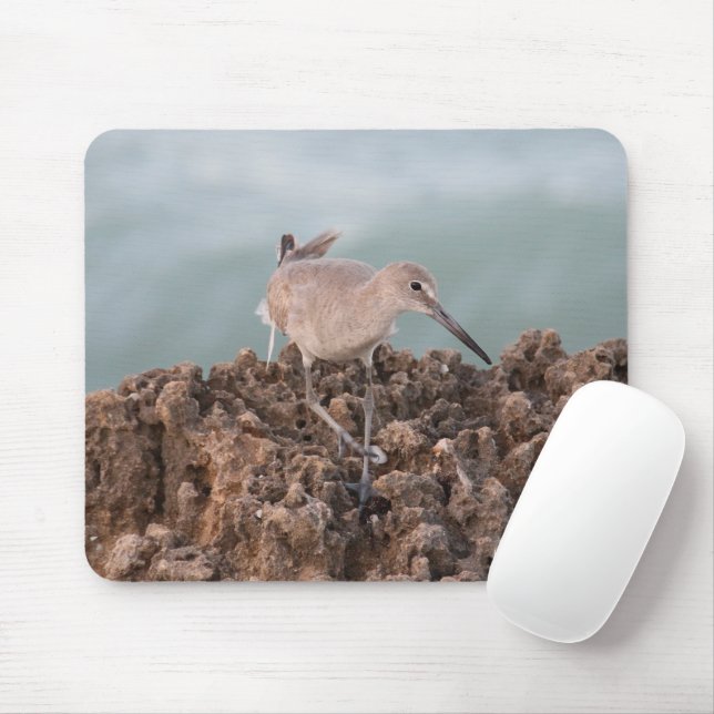 Beach Shorebird with Seafoam GreenOcean Background Mouse Mat (With Mouse)