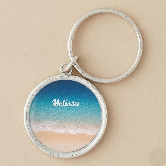 Beach Shoreline Custom Name Key Ring (Creator Uploaded)