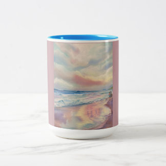 beach shoreline waves Two-Tone coffee mug