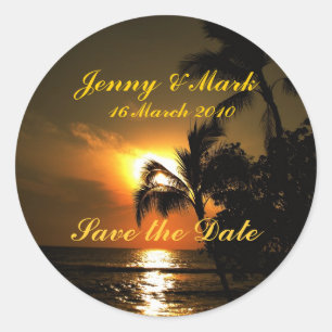 Beach Shoreline Wedding Classic Round Sticker