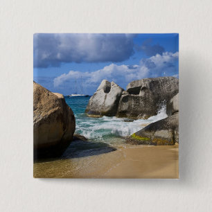Beach side at Virgin Gorda, British Virgin 15 Cm Square Badge