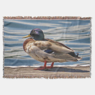 Beach Side Mallard Duck Throw Blanket