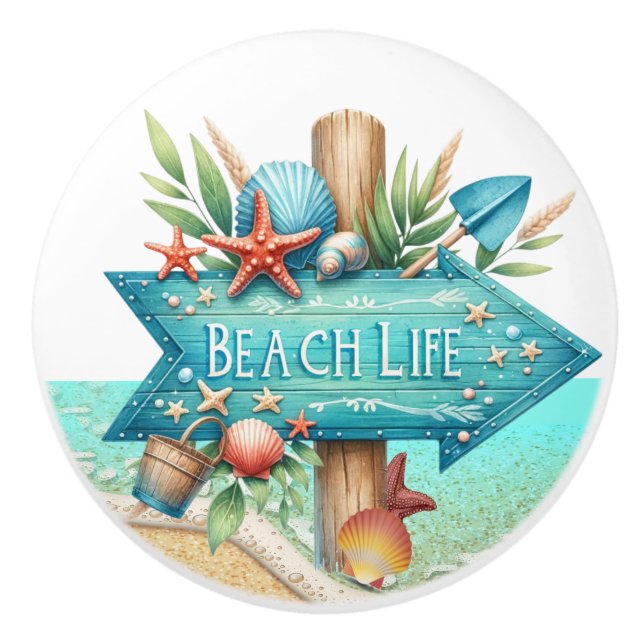 Beach Sign Ceramic Knob (Front)