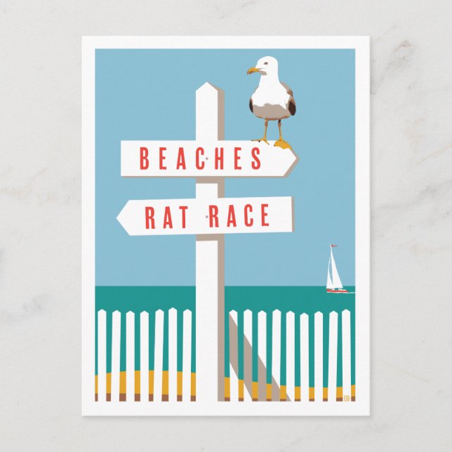 Beach Sign Post Postcard (Front)