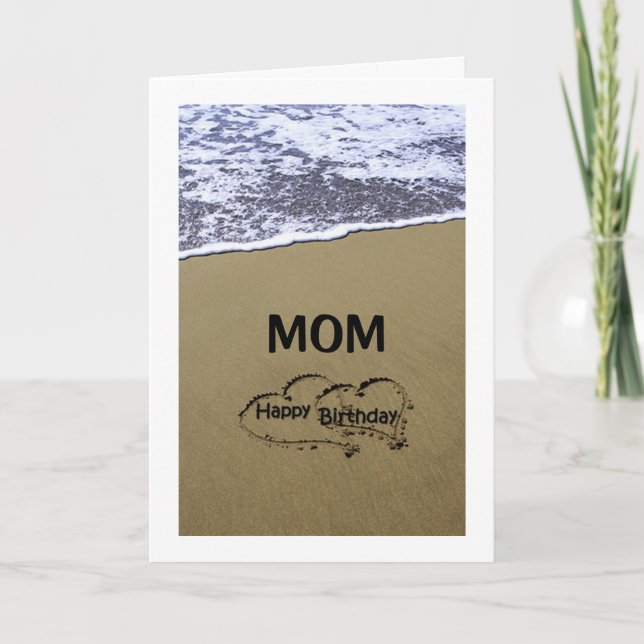 BEACH SIGN SAYS HAPPY BIRTHDAY *MOM* CARD (Front)