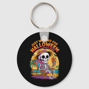 Beach Skeleton With Ice Cream Halloween Summer Cou Key Ring
