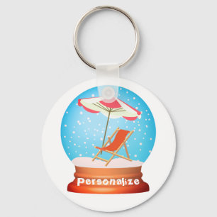 Beach snow globe key ring