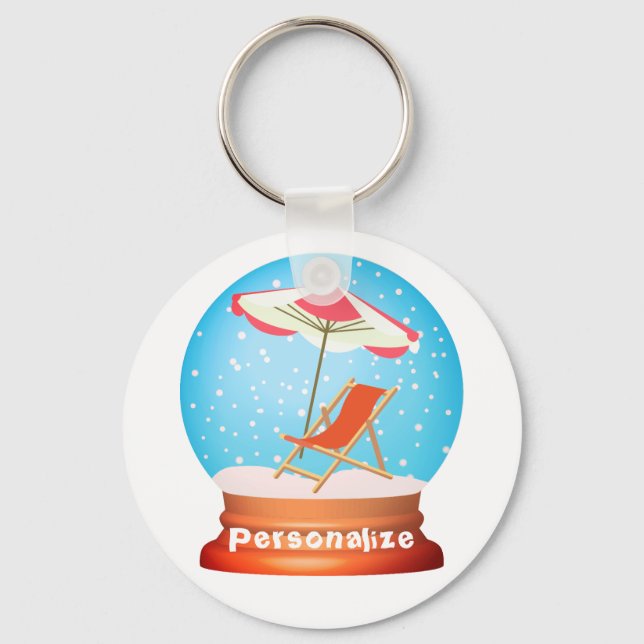 Beach snow globe key ring (Front)