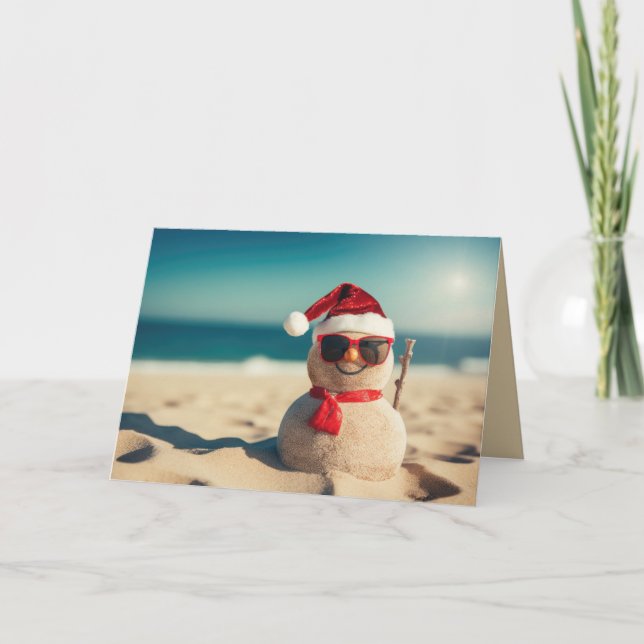 Beach Snowman Holiday Card (Front)