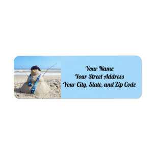 Beach Snowman - Sand Sculpture -  Address Labels
