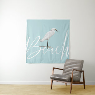 Beach Snowy Egret Tapestry