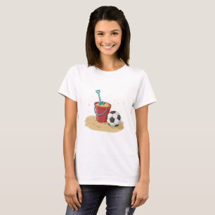 Beach Soccer Bucket and Ball in the Sand T-Shirt