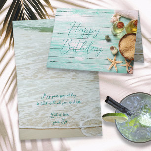 Beach Spa Happy Birthday Custom Message Card