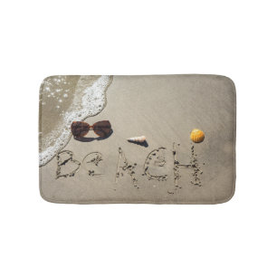 Beach Spelled In The Sand Bath Mat