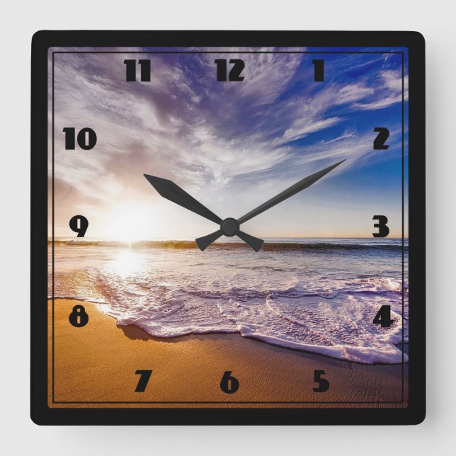 Beach Square Wall Clock (Front)
