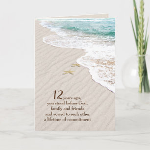 Beach Starfish 12th Anniversary   Card