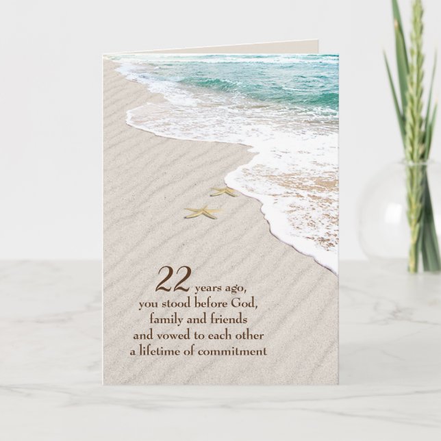 Beach Starfish 22nd Anniversary Card (Front)