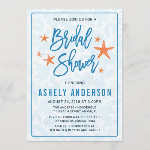Beach Starfish Bridal Shower Invitation