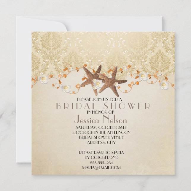Beach Starfish Bridal Shower Invitation (Front)