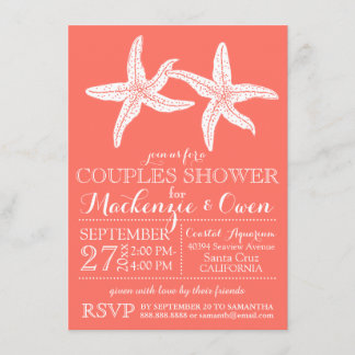 Beach Starfish Couples Wedding Bridal Shower Invitation