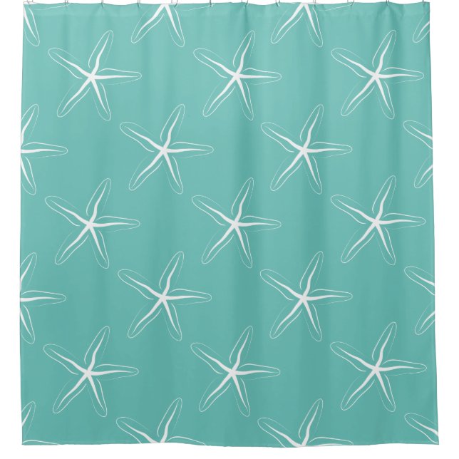Beach Starfish Design Shower Curtain (Front)