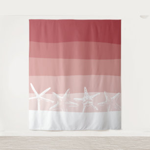 Beach Starfish Elegant Coral Stripes Backdrops Tapestry