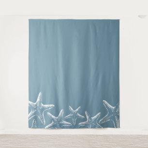 Beach Starfish Elegant Dusty Blue Summer Backdrops Tapestry
