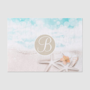 Beach Starfish Elegant Monogram Letter Initial Tissue Paper