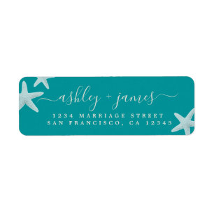 Beach Starfish Green Wedding Return Address