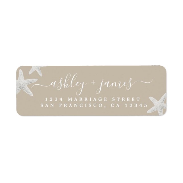 Beach Starfish Grey Wedding Return Address (Front)