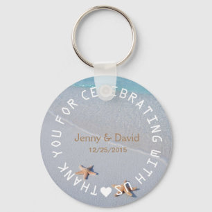 Beach Starfish Love Personalised Wedding Favour Key Ring
