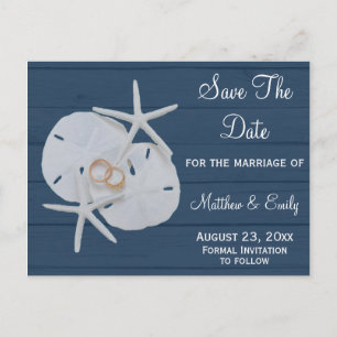 Beach Starfish Sand Dollar Save The Date Postcards