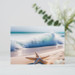 Beach Starfish Sand Waves  RSVP Card