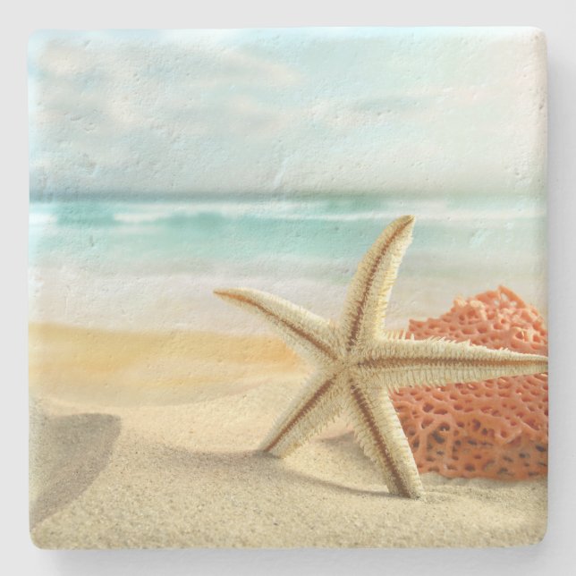 Beach Starfish Stone Coaster (Front)
