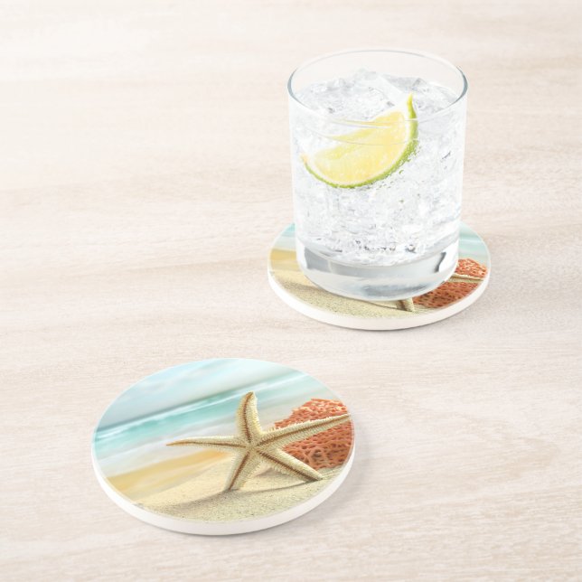 Beach Starfish Stone Coaster (Side)