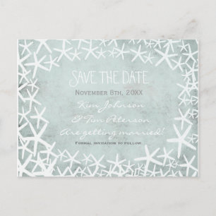 Beach Starfish Vintage Wedding Postcard Save Date