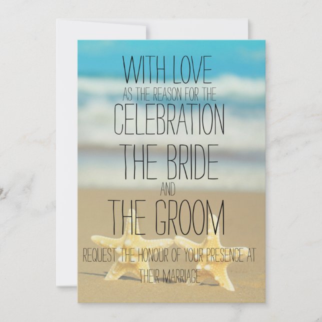 beach starfish wedding invitation (Front)