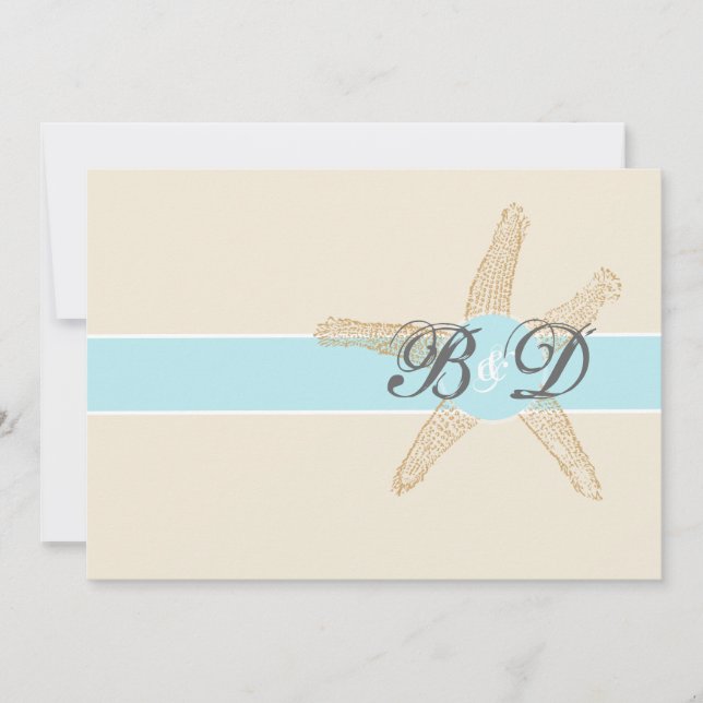Beach Starfish Wedding Invitation (Front)