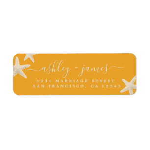 Beach Starfish Yellow Wedding Return Address