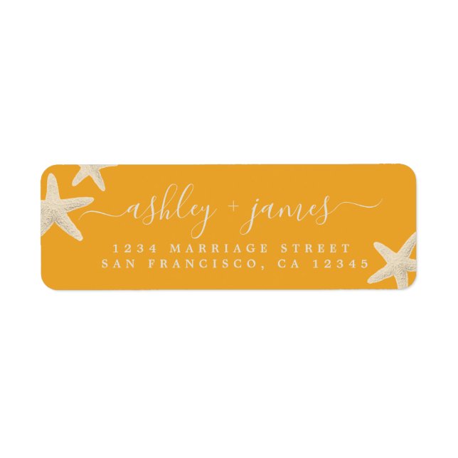 Beach Starfish Yellow Wedding Return Address (Front)